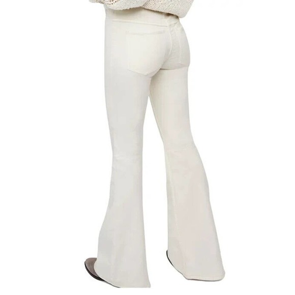 Free People NWT Cream Penny Pull On Wide Leg Jeans Womens 27 Mid Rise Stretch - Picture 2 of 11